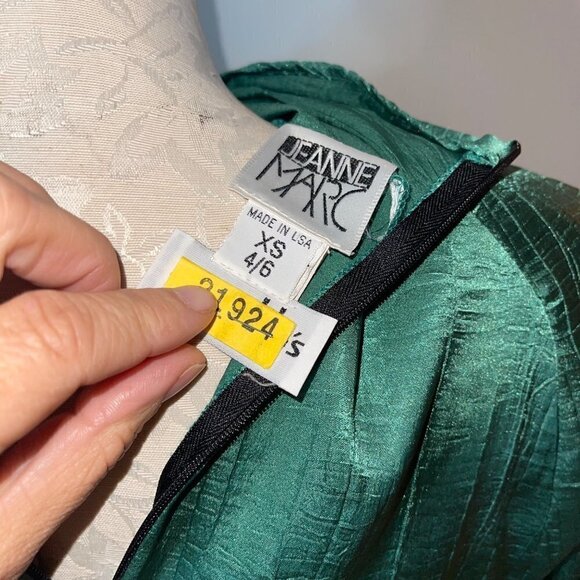 Jeanne Marc Vintage Womens Top & Pants Set Size XS Green Satin Fabric Polyester - Picture 10 of 12